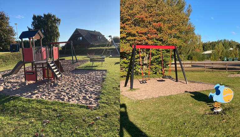 En gunga och en lekställning.